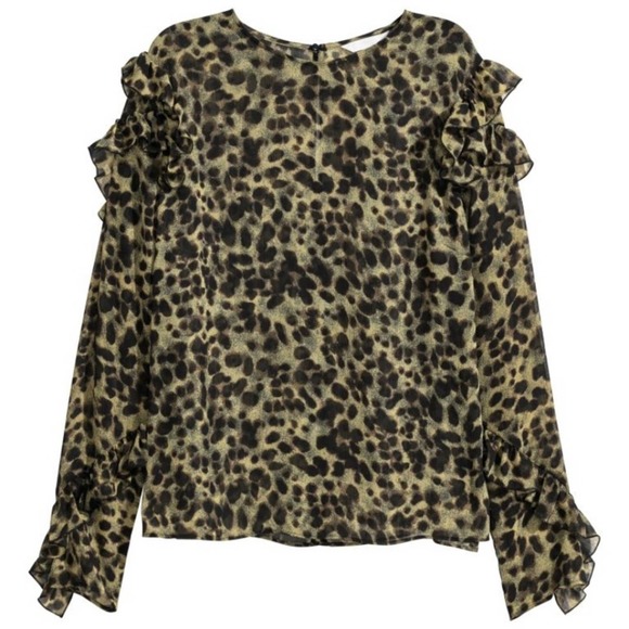 Semi sheer animal print top with ruffled sleeves from H&M Size‎ 4 - Picture 1 of 9